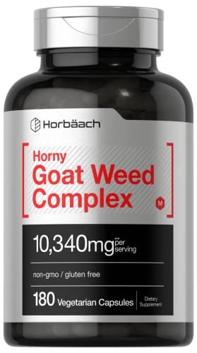 Horbäach Horny Goat Weed Komplex | 180 Kapseln | Vegetarische, Non-GMO & Glutenfreie Formel mit Tribulus, Maca, Yohimbe & L-Arginin