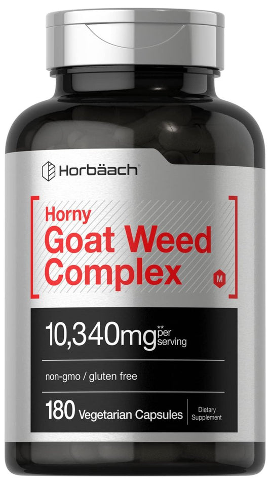 Horbäach Horny Goat Weed Komplex | 180 Kapseln | Vegetarische, Non-GMO & Glutenfreie Formel mit Tribulus, Maca, Yohimbe & L-Arginin