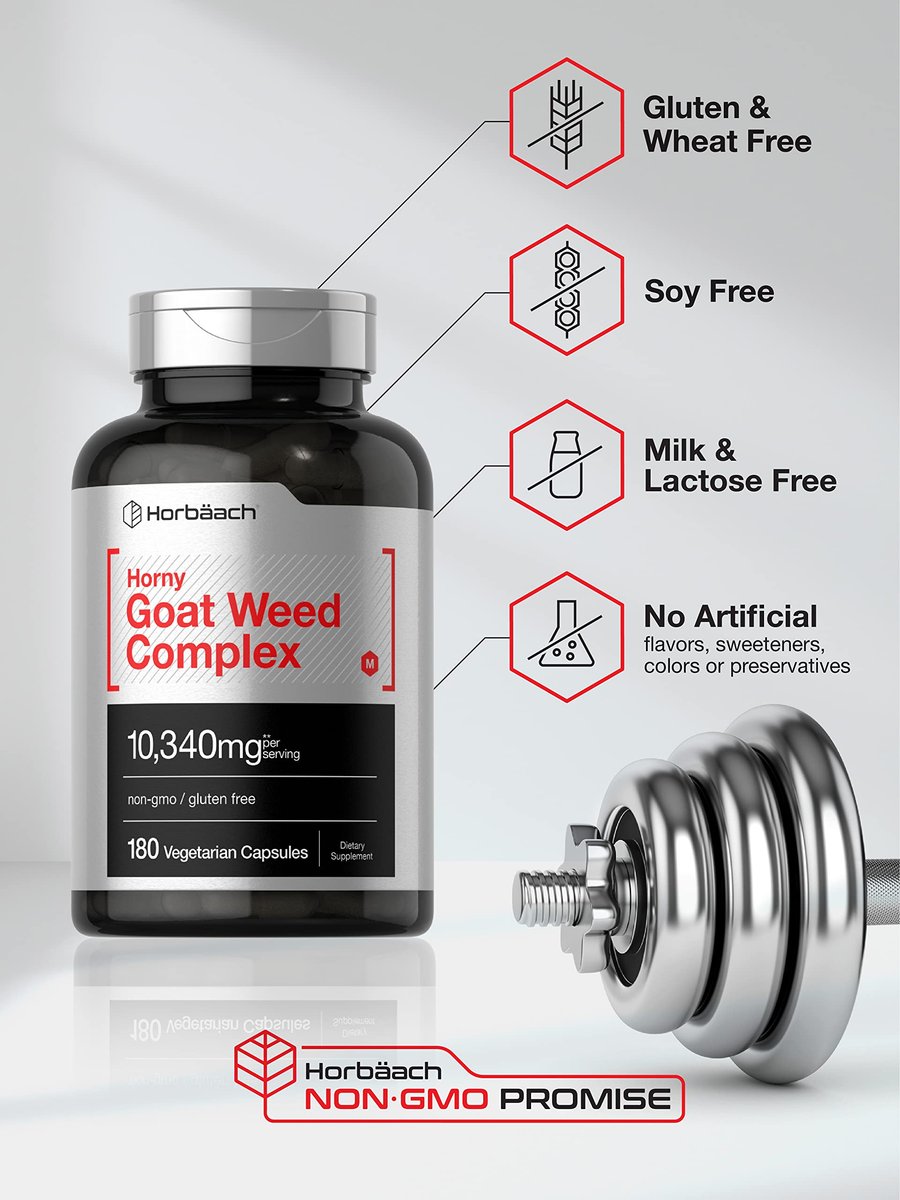 Horbäach Horny Goat Weed Komplex | 180 Kapseln | Vegetarische, Non-GMO & Glutenfreie Formel mit Tribulus, Maca, Yohimbe & L-Arginin