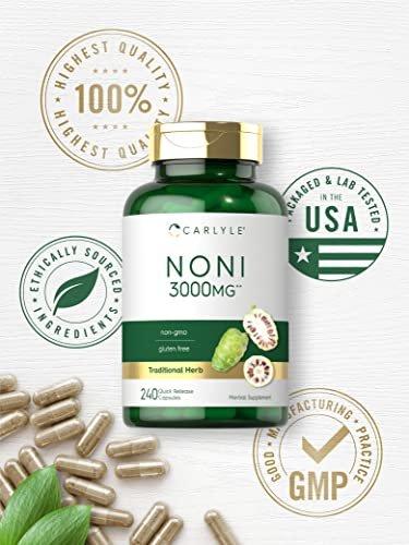 Carlyle Noni Frucht Kapseln | 240 Stück | Traditionelles Kräuterergänzungsmittel | Non-GMO, Glutenfrei