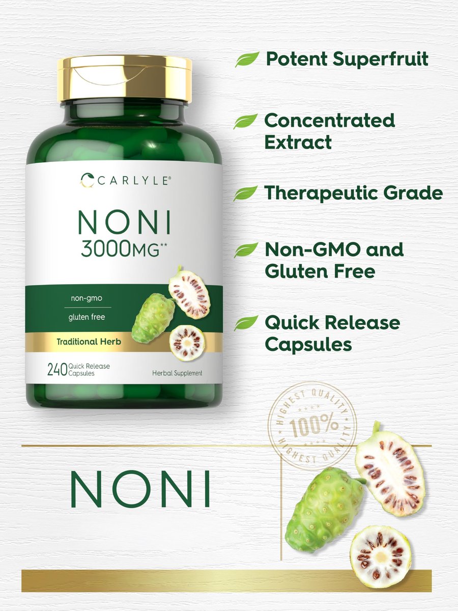 Carlyle Noni Frucht Kapseln | 240 Stück | Traditionelles Kräuterergänzungsmittel | Non-GMO, Glutenfrei