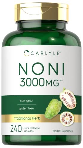 Carlyle Noni Frucht Kapseln | 240 Stück | Traditionelles Kräuterergänzungsmittel | Non-GMO, Glutenfrei