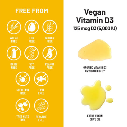 NatureWise Veganes Vitamin D3 5000 IE (125 µg) aus Flechten – Unterstützt Immunsystem, Muskel- und Knochengesundheit – Hohe Absorption mit kaltgepresstem Olivenöl – Nicht-GMO – 60 Softgels (2 Monate Vorrat)