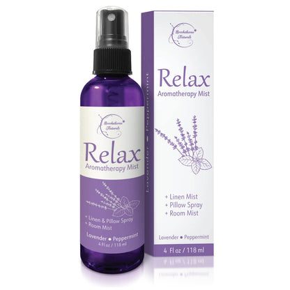 Relax Lavendelspray für den Schlaf – Natürlicher Leinenspray für Bettwäsche, perfektes Lavendel-Kopfkissenspray für erholsamen Schlaf. Aromatherapie-Bettspray mit Lavendel- und Pfefferminz-ätherischen Ölen von Brookethorne Naturals 4 oz