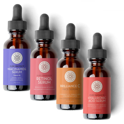 Pure Body Naturals Gesichtsserum Set – Hyaluronsäure, Retinol, Vitamin C & Niacinamid – Perfektes Serum-Geschenkset für Frauen jeden Alters