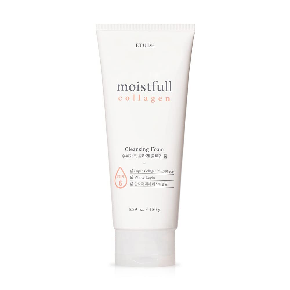 ETUDE Moistfull Collagen Reinigungsschaum – Feuchtigkeitsspendender Gesichtsreiniger mit Kollagen und Lupinenprotein, sanfte Reinigung, klinisch getestet, 150 g