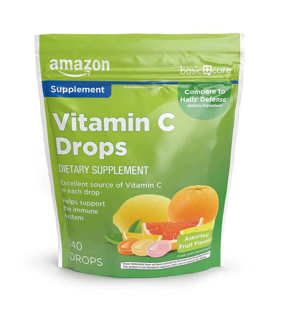 Vitamin C Tropfen mit Zitronen-, Orangen- und Grapefruitgeschmack, 140 Stück