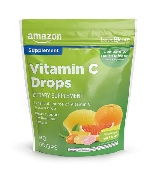 Vitamin C Tropfen mit Zitronen-, Orangen- und Grapefruitgeschmack, 140 Stück