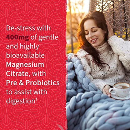 Garden of Life Magnesium Citrate Gummis mit Präbiotika & Probiotika – Vegan, glutenfrei, koscher, ohne Zuckerzusatz, Himbeergeschmack, 60 Stück