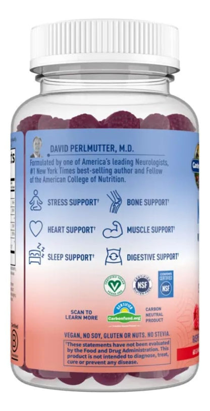 Garden of Life Magnesium Citrate Gummis mit Präbiotika & Probiotika – Vegan, glutenfrei, koscher, ohne Zuckerzusatz, Himbeergeschmack, 60 Stück