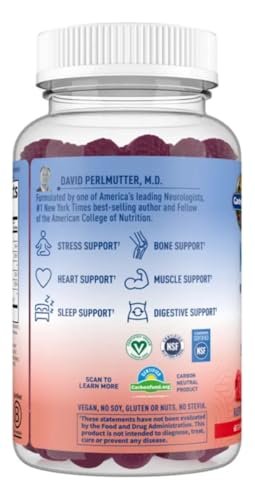 Garden of Life Magnesium Citrate Gummis mit Präbiotika & Probiotika – Vegan, glutenfrei, koscher, ohne Zuckerzusatz, Himbeergeschmack, 60 Stück