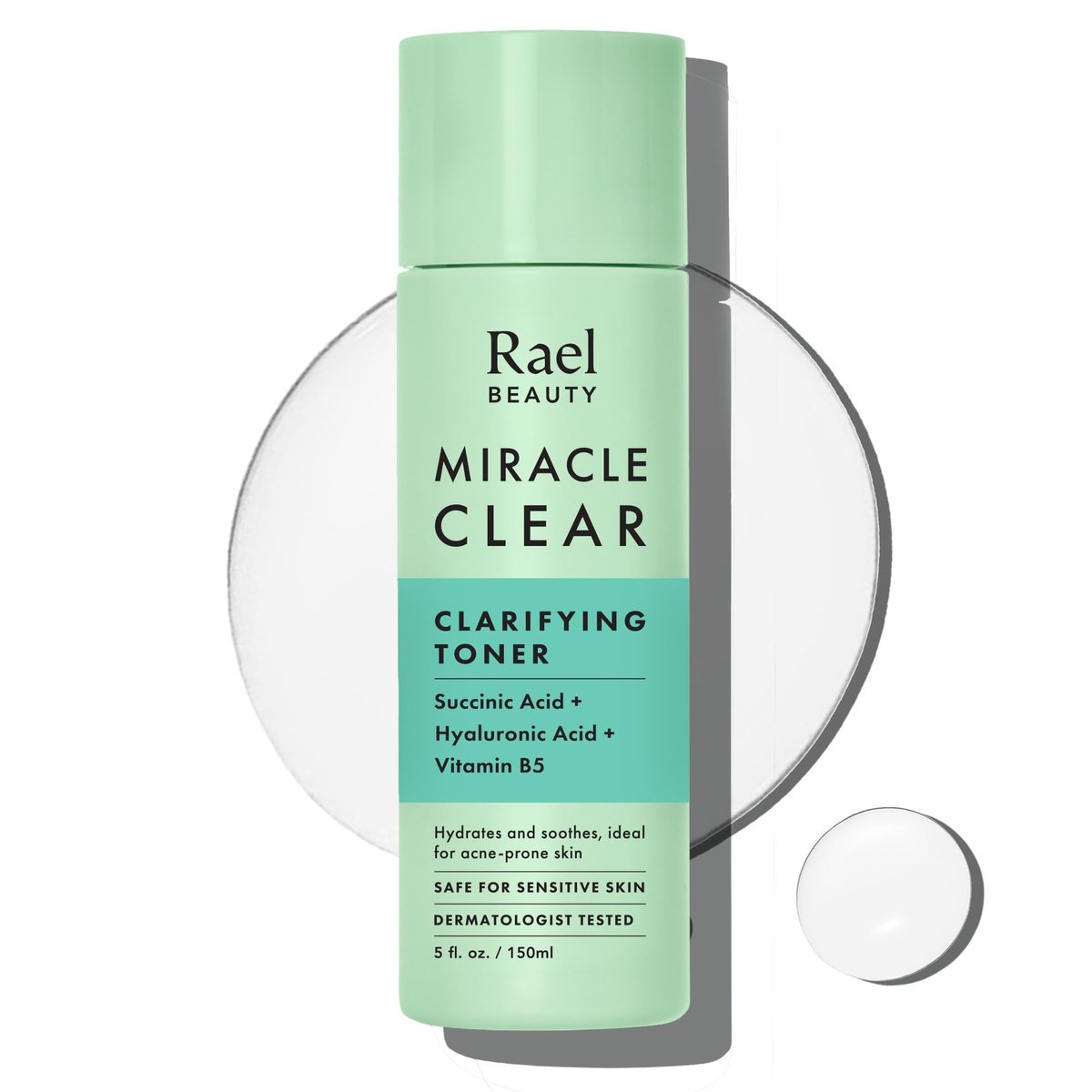Rael Gesichtstonikum, Miracle Clear – Tägliches Tonikum mit Bernsteinsäure, Vitamin B5, Feuchtigkeit, Koreanische Hautpflege (150 ml)