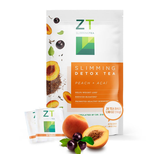 Dr. Zisman ZT Slimming - Pfirsich und Acai Kräuterteemischung mit Ashwagandha, Rooibos und Acai - 28-Tage-Wohlfühlmischung (28 Teebeutel)
