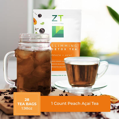 Dr. Zisman ZT Slimming - Pfirsich und Acai Kräuterteemischung mit Ashwagandha, Rooibos und Acai - 28-Tage-Wohlfühlmischung (28 Teebeutel)