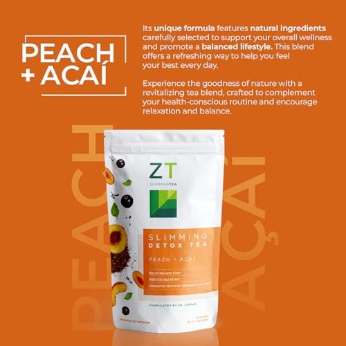 Dr. Zisman ZT Slimming - Pfirsich und Acai Kräuterteemischung mit Ashwagandha, Rooibos und Acai - 28-Tage-Wohlfühlmischung (28 Teebeutel)
