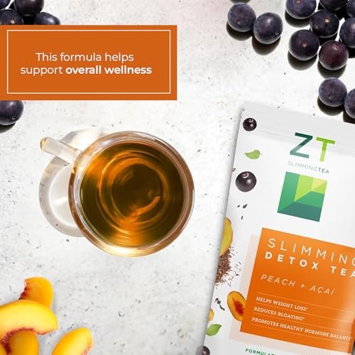 Dr. Zisman ZT Slimming - Pfirsich und Acai Kräuterteemischung mit Ashwagandha, Rooibos und Acai - 28-Tage-Wohlfühlmischung (28 Teebeutel)