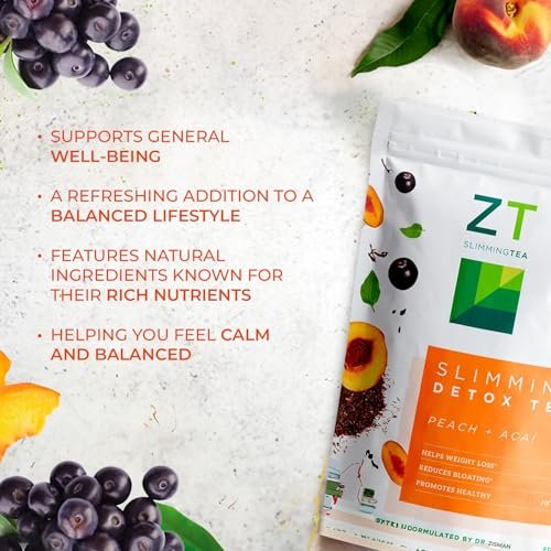 Dr. Zisman ZT Slimming - Pfirsich und Acai Kräuterteemischung mit Ashwagandha, Rooibos und Acai - 28-Tage-Wohlfühlmischung (28 Teebeutel)