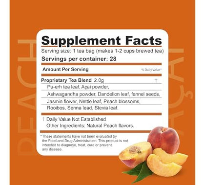 Dr. Zisman ZT Slimming - Pfirsich und Acai Kräuterteemischung mit Ashwagandha, Rooibos und Acai - 28-Tage-Wohlfühlmischung (28 Teebeutel)