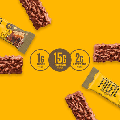 FULFIL Protein Snack Riegel, Haselnuss-Schokolade, glutenfrei, 15g Protein, 12er-Pack