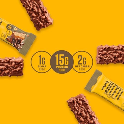 FULFIL Protein Snack Riegel, Haselnuss-Schokolade, glutenfrei, 15g Protein, 12er-Pack