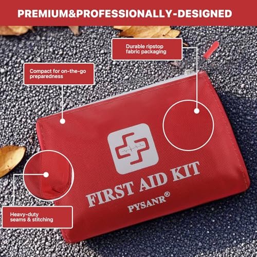 Kleines Erste-Hilfe-Set, 150-teilig mit Rettungsdecke & Schere, Mini-Erste-Hilfe-Tasche für Notfälle, Zuhause, Camping, Reisen, Sport, Büro, Outdoor, Auto, Schule