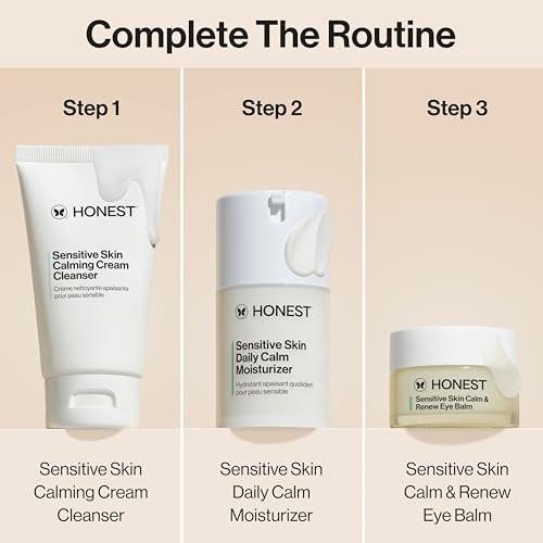 Honest Beauty Sensitive Skin Calm Renew Eye Balm – Feuchtigkeitsspendend, Festigend, Hypoallergen, Duftfrei, Vegan, 0,5 oz