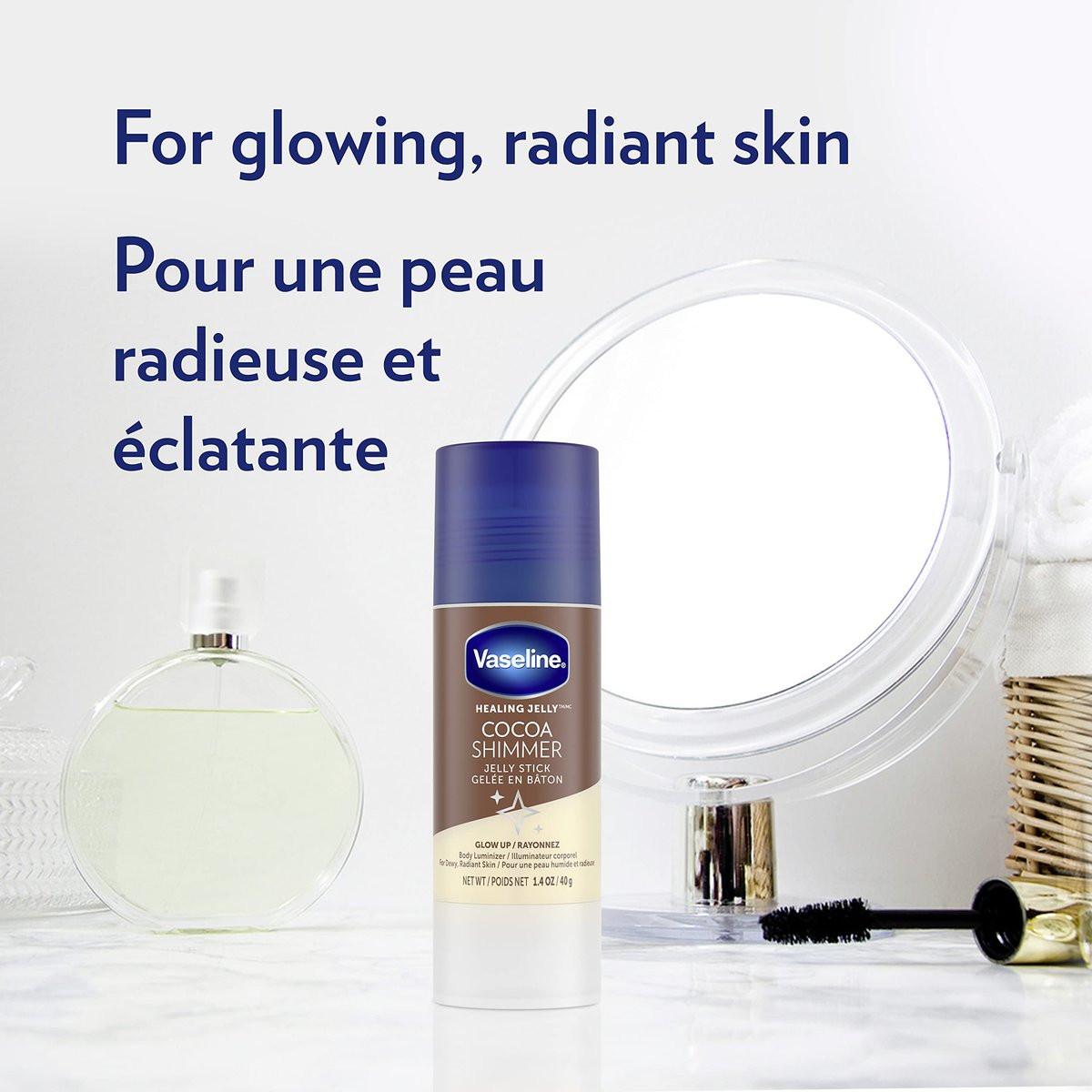 Vaseline Intensive Care Cocoa Radiant Lotion 3er Set mit Feuchtigkeitscreme und Shimmer Stick – 20,3 oz + 7,5 oz + 1,4 oz