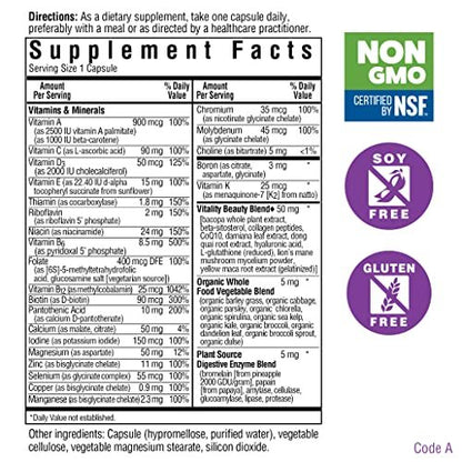 Bluebonnet Nutrition Ladies’ ONE 40+ Whole Food-Bed Multiple – Frauen Multivitamin für Frauen ab 40, Sojafrei, Nicht-GVO, Glutenfrei, 30 pflanzliche Kapseln, 30 Portionen