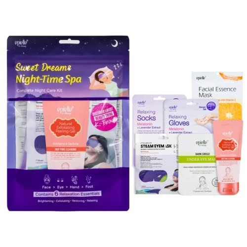 Epielle Sweet Dream Night-Time Spa Kit – 6 Verwöhnartikel für strahlende Haut, Selbstpflege-Geschenk für Frauen, Koreanische Hautpflege-Set