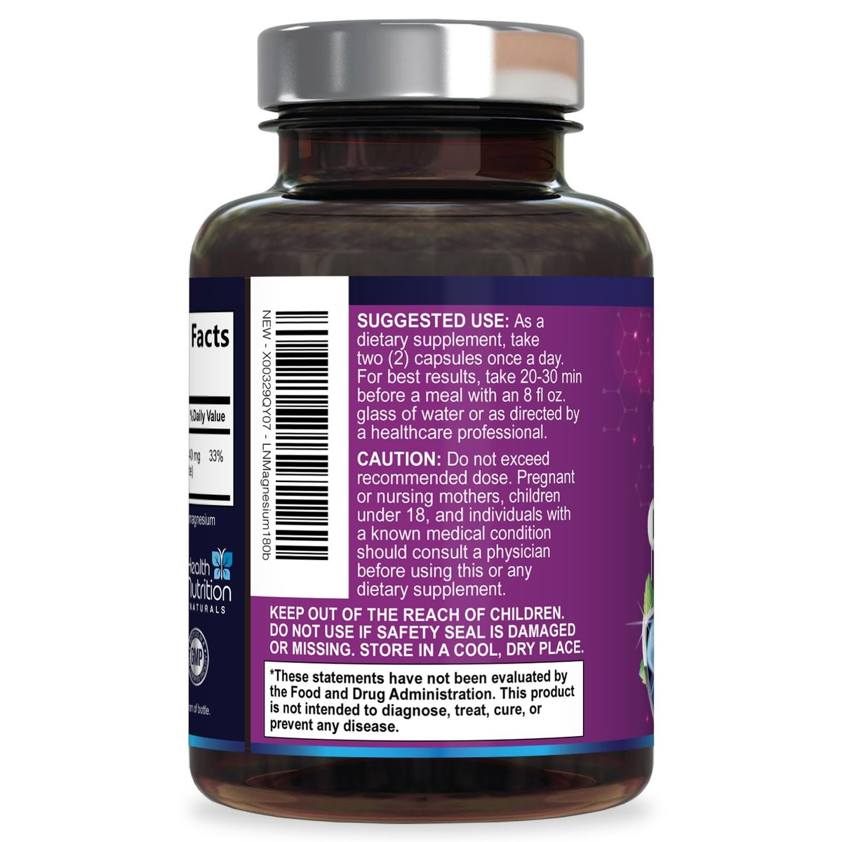 Magnesiumcitrat 1000mg pro Portion – Hochabsorbierende Magnesium-Pulverkapseln für Muskel-, Nerven-, Knochen- und Herzgesundheit, glutenfrei, nicht-GVO – 180 Kapseln