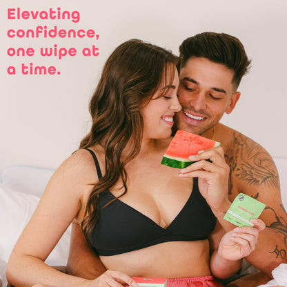 Sweetums Feminine Wipes für Frauen, einzeln verpackt – pH-ausgeglichene aromatisierte Intimtücher, Packung mit 10 (Wassermelone)