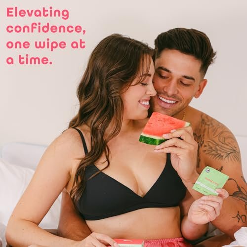 Sweetums Feminine Wipes für Frauen, einzeln verpackt – pH-ausgeglichene aromatisierte Intimtücher, Packung mit 10 (Wassermelone)