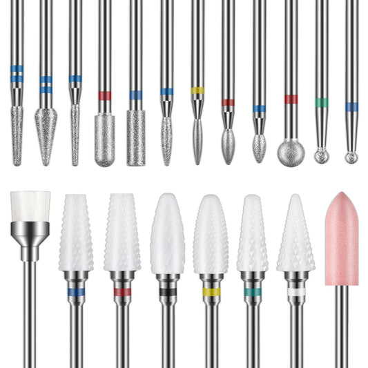 Depvko Nagelbohrer Bits 20er Set, 3/32'' Keramik und Hartmetall Bohrer für Nägel, Nagelbohrer Bits für Nagelbohrer, Nagelbohrer Bit Set für Nagelhautentferner Maniküre Pediküre (20 Stück)