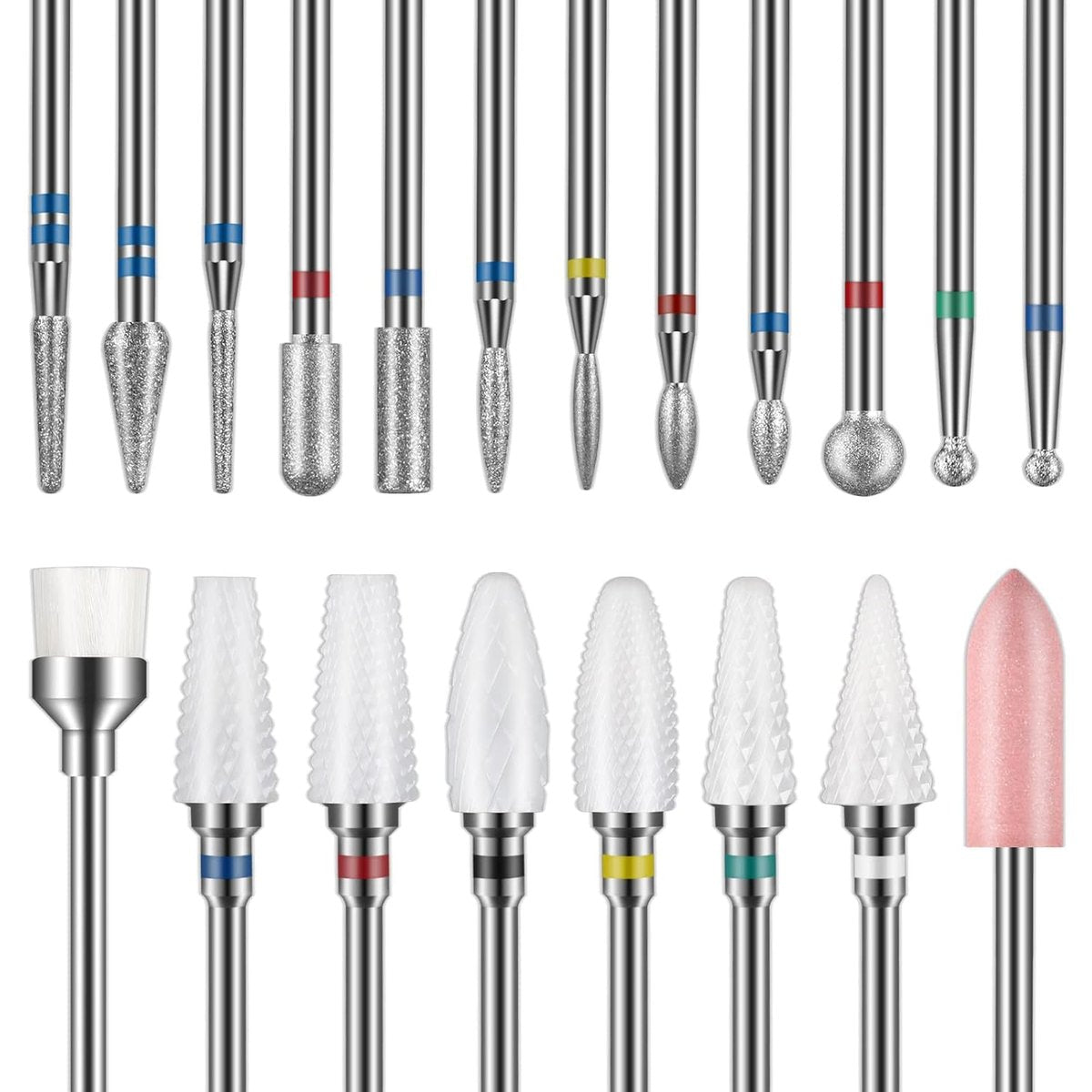 Depvko Nagelbohrer Bits 20er Set, 3/32'' Keramik und Hartmetall Bohrer für Nägel, Nagelbohrer Bits für Nagelbohrer, Nagelbohrer Bit Set für Nagelhautentferner Maniküre Pediküre (20 Stück)