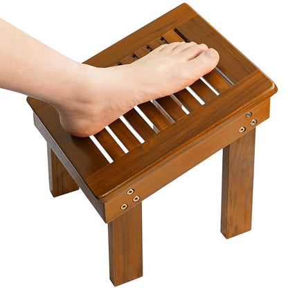 Utoplike Teakholz Dusch-Fußschemel zum Beine rasieren, stabiler Dusch-Fußablage für die Rasur unter der Dusche, Holz-Fußtritt für Badezimmer