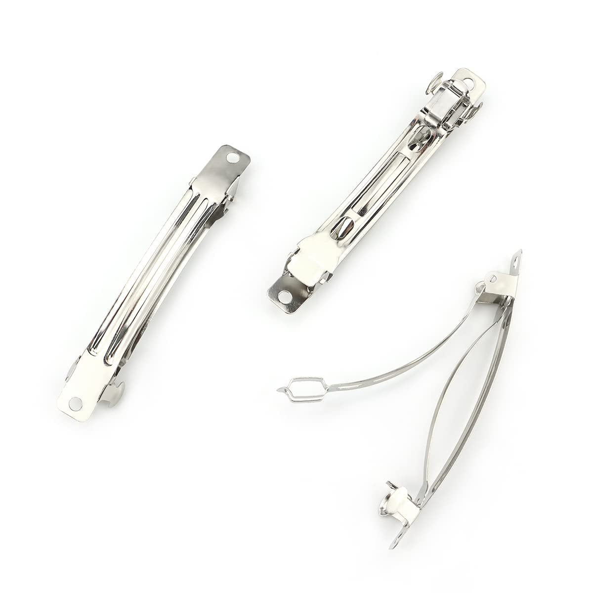 LEEFONE 50 Stück 80 mm Eisen Blanko French Barrette Haarklammern für DIY Haarklammer Basteln Schleifen, Silber