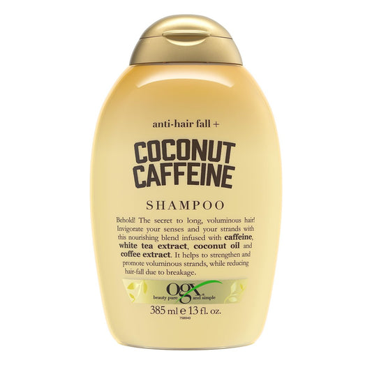 OGX Anti-Haarausfall + Kokosnuss Koffein Stärkendes Shampoo mit Koffein, Kokosnussöl & Kaffee-Extrakt, 385 ml