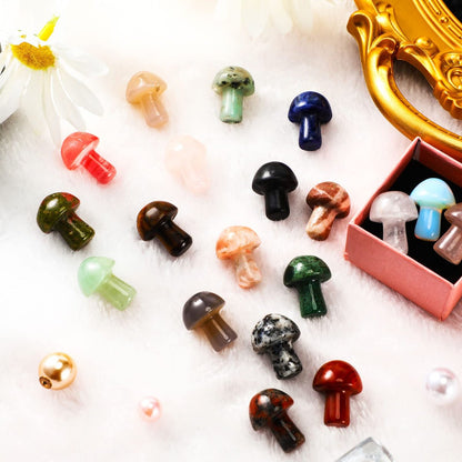 Nuanchu 20 Stücke Kristallpilz Dekoration Handgemachte Mini Skulptur Pilz Sorgenstein Figuren Bulk Edelstein Polierte Schmuckstücke für Partygeschenke Hexerei DIY Meditation Garten (Lebendige Farben)