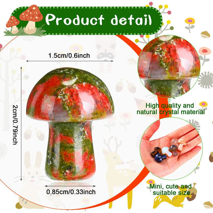Nuanchu 20 Stücke Kristallpilz Dekoration Handgemachte Mini Skulptur Pilz Sorgenstein Figuren Bulk Edelstein Polierte Schmuckstücke für Partygeschenke Hexerei DIY Meditation Garten (Lebendige Farben)
