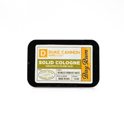 Duke Cannon Supply Co. Solid Cologne für Männer – Bay Rum (Zitrus-Moschus, Zedernholz, Inselgewürz) – Konzentrierter Balsam, Reisefreundliche Dose, 43 g