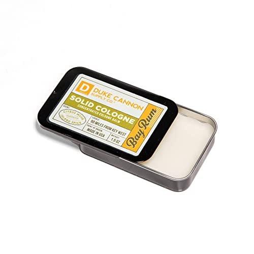 Duke Cannon Supply Co. Solid Cologne für Männer – Bay Rum (Zitrus-Moschus, Zedernholz, Inselgewürz) – Konzentrierter Balsam, Reisefreundliche Dose, 43 g