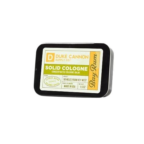 Duke Cannon Supply Co. Solid Cologne für Männer – Bay Rum (Zitrus-Moschus, Zedernholz, Inselgewürz) – Konzentrierter Balsam, Reisefreundliche Dose, 43 g