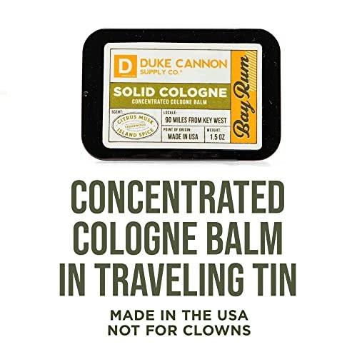 Duke Cannon Supply Co. Solid Cologne für Männer – Bay Rum (Zitrus-Moschus, Zedernholz, Inselgewürz) – Konzentrierter Balsam, Reisefreundliche Dose, 43 g