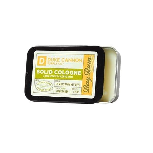 Duke Cannon Supply Co. Solid Cologne für Männer – Bay Rum (Zitrus-Moschus, Zedernholz, Inselgewürz) – Konzentrierter Balsam, Reisefreundliche Dose, 43 g