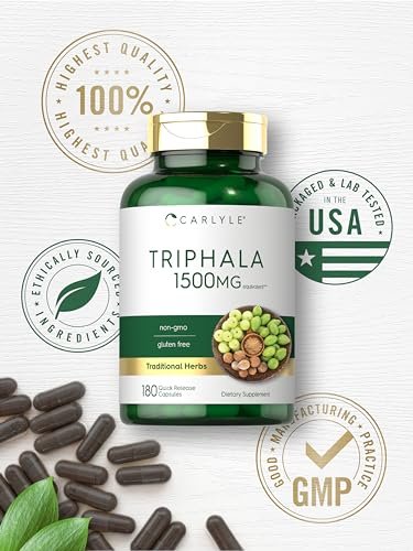 Carlyle Triphala Kapseln | 180 Stück | Pflanzliches Nahrungsergänzungsmittel | Non-GMO & Glutenfrei