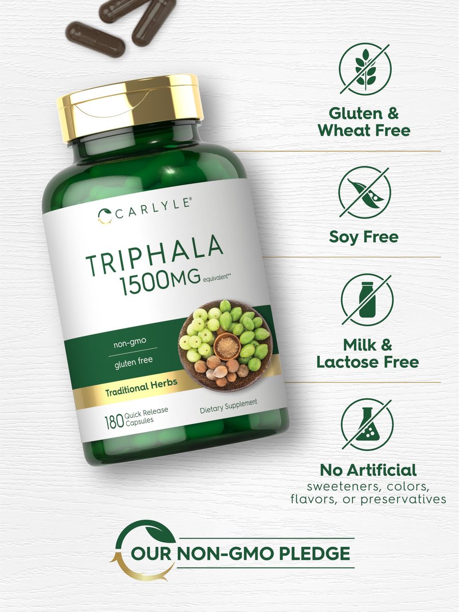 Carlyle Triphala Kapseln | 180 Stück | Pflanzliches Nahrungsergänzungsmittel | Non-GMO & Glutenfrei