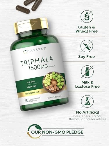 Carlyle Triphala Kapseln | 180 Stück | Pflanzliches Nahrungsergänzungsmittel | Non-GMO & Glutenfrei