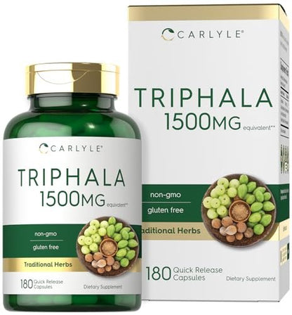 Carlyle Triphala Kapseln | 180 Stück | Pflanzliches Nahrungsergänzungsmittel | Non-GMO & Glutenfrei