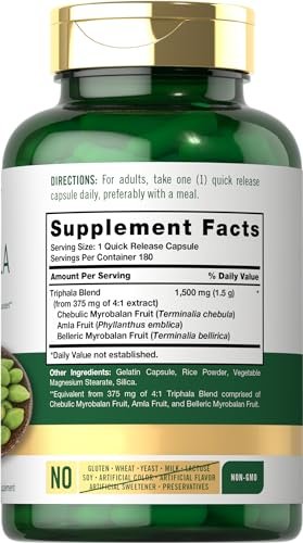 Carlyle Triphala Kapseln | 180 Stück | Pflanzliches Nahrungsergänzungsmittel | Non-GMO & Glutenfrei