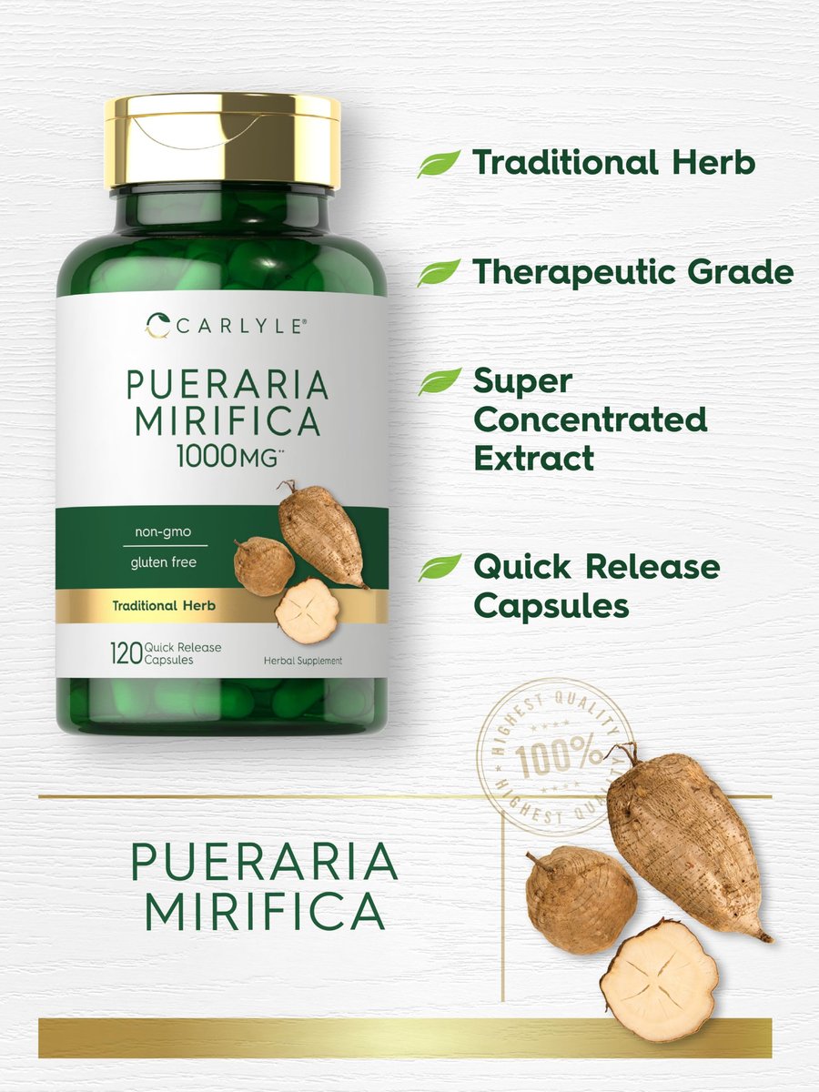 Carlyle Pueraria Mirifica Kapseln | 120 Stück | Wurzelextrakt | Nicht-GVO & Glutenfrei Nahrungsergänzungsmittel